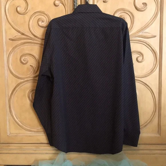 Ziggurat Mens Dress Shirt Black Black & White - Picture 4 of 9